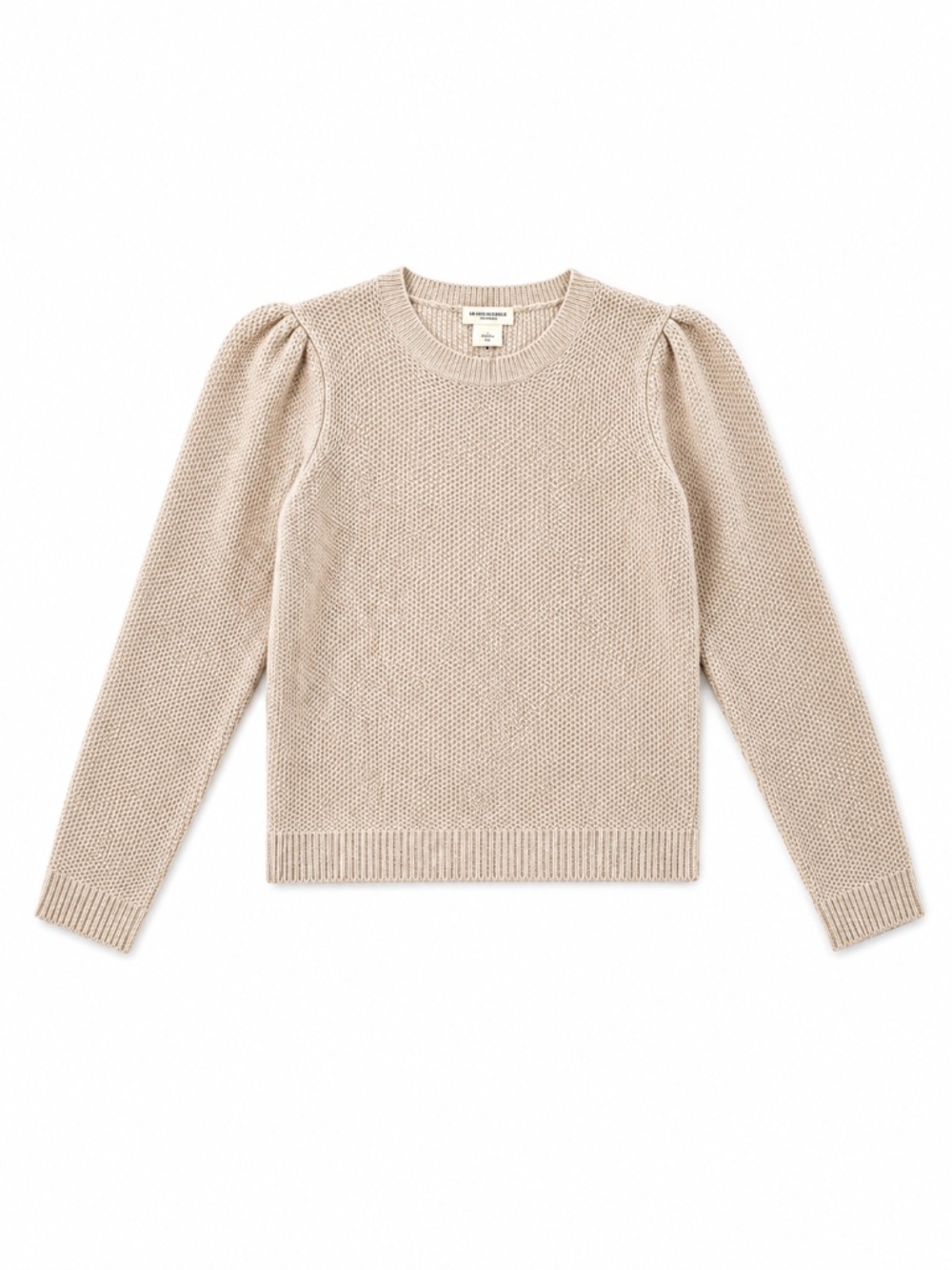 Club Monaco 100% Cashmere Puff Sleeve Speckled Sweater Oatmeal Pink L 8 10 12